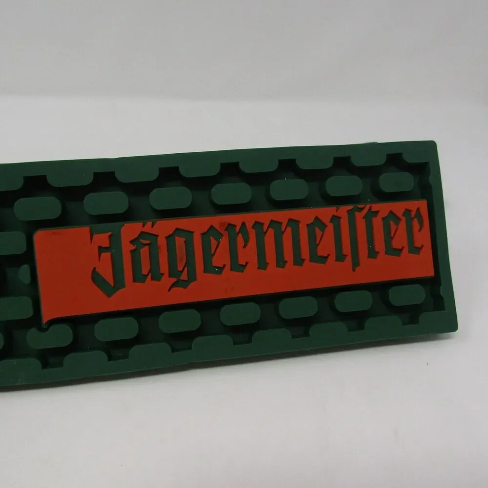 Jägermeister Bar Mat Spill Rail Drip Tray Rubber Service Mat Set of 2 Green 21